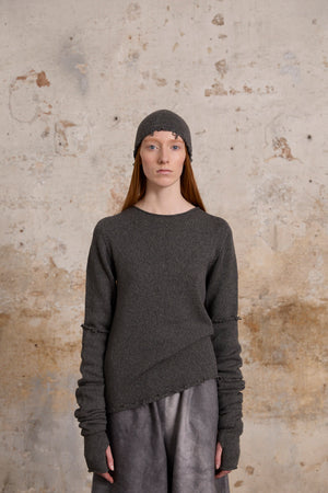 Winter, gray melange wool and cashmere sweater