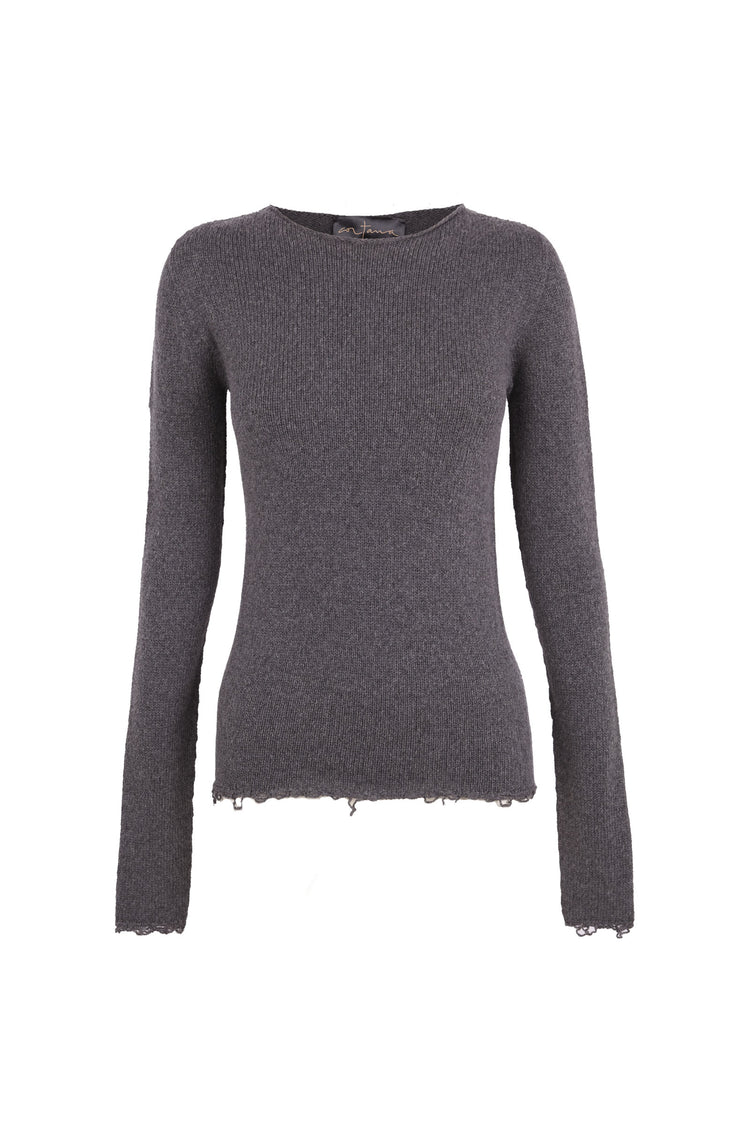 Winter, gray melange wool and cashmere sweater