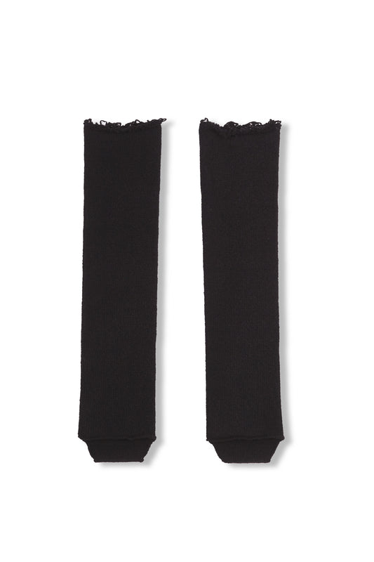 Winter, black wool and cashmere leg warmers