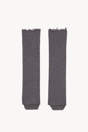 Winter, gray melange wool and cashmere leg warmers