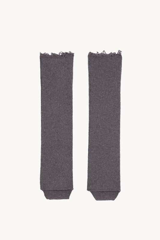 Winter, gray melange wool and cashmere leg warmers