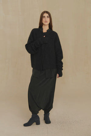 Yara, midnight blue cashmere and silk knit jacket