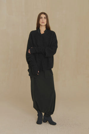 Yara, midnight blue cashmere and silk knit jacket