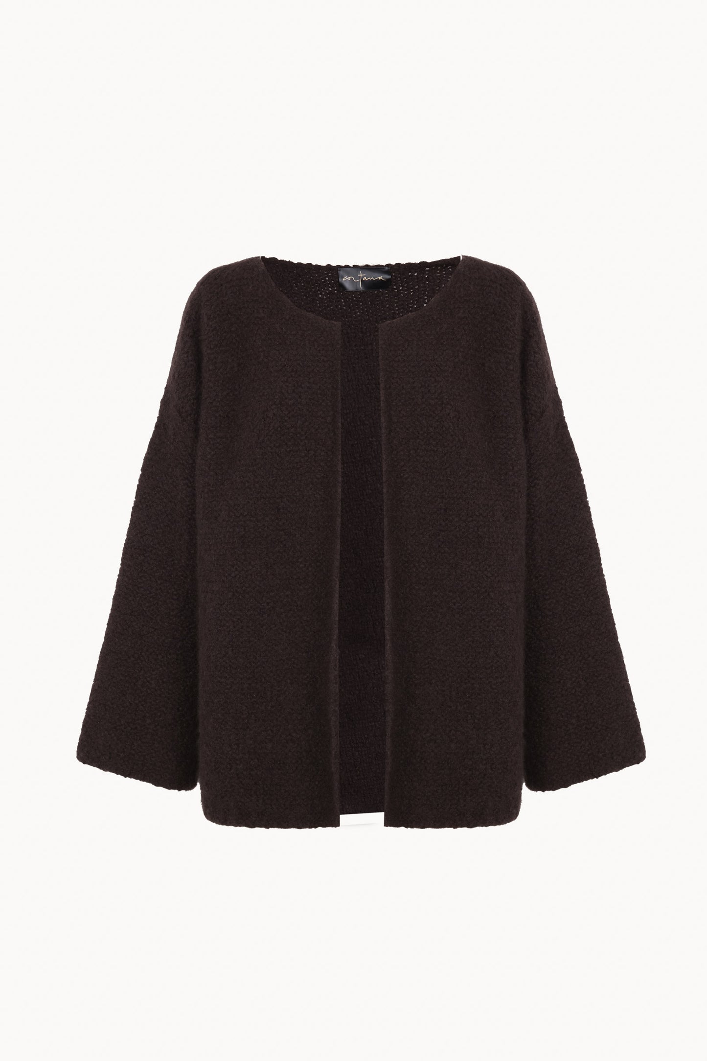 Yara, chaqueta de punto de cachemir y seda marron burdeos