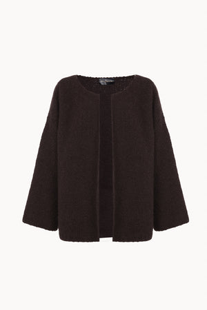 Yara, chaqueta de punto de cachemir y seda marron burdeos