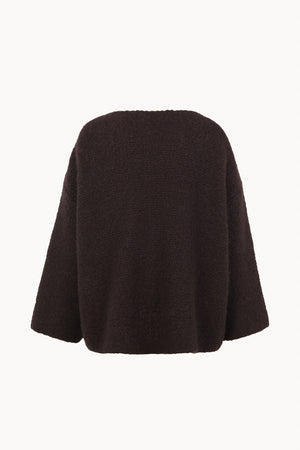 Yara, chaqueta de punto de cachemir y seda marron burdeos