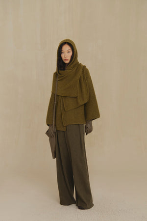 Yara, chaqueta de punto de cachemir y seda kaki