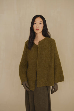 Yara, chaqueta de punto de cachemir y seda kaki