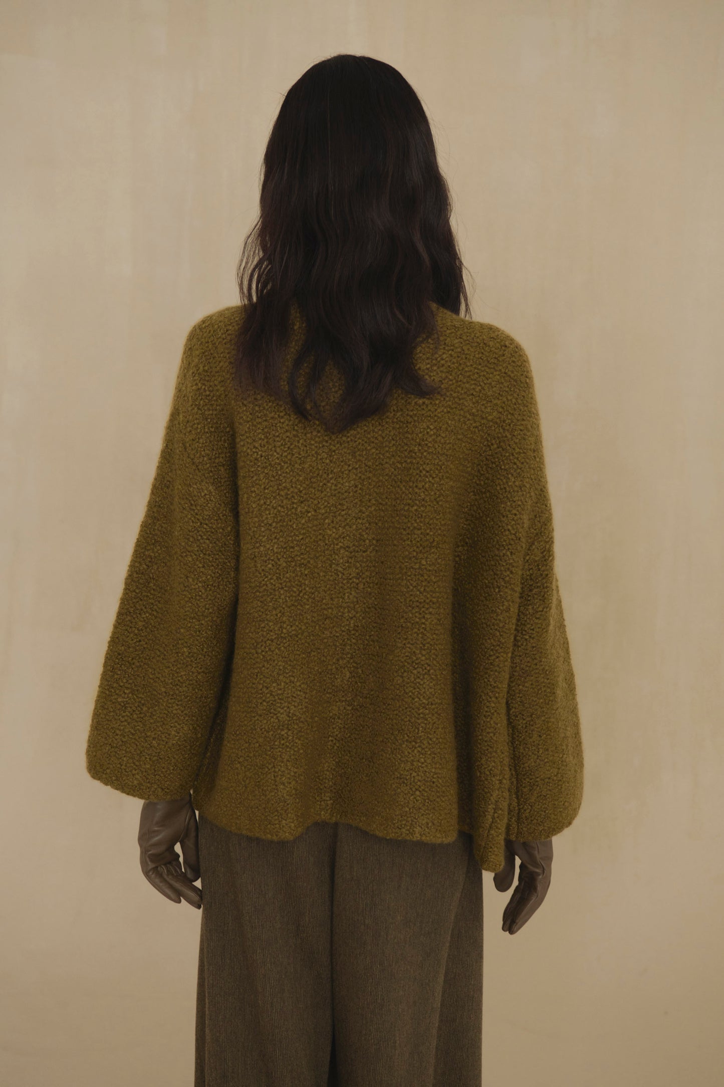 Yara, chaqueta de punto de cachemir y seda kaki