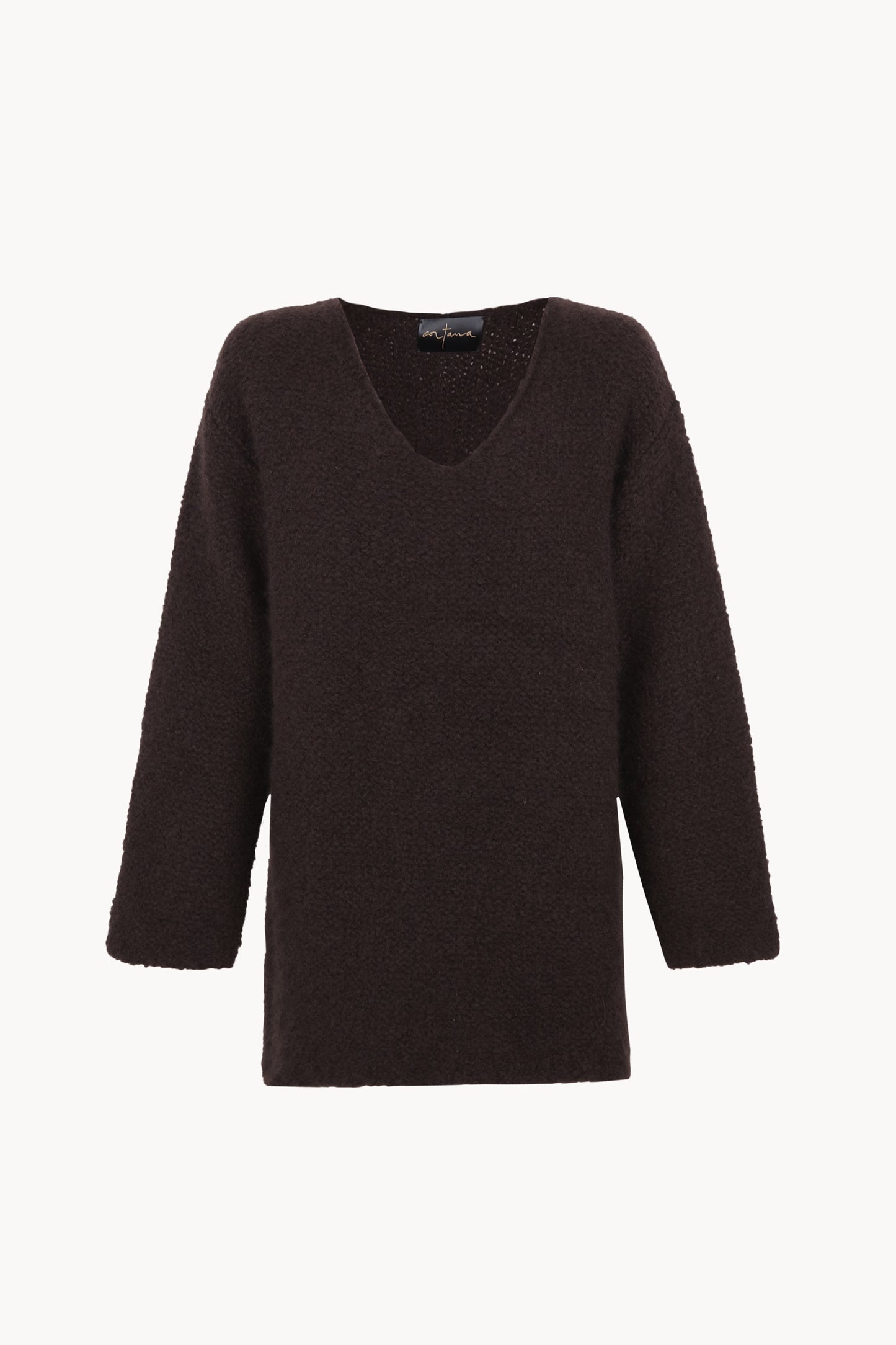Yara, jersey de cachemir y seda marron burdeos