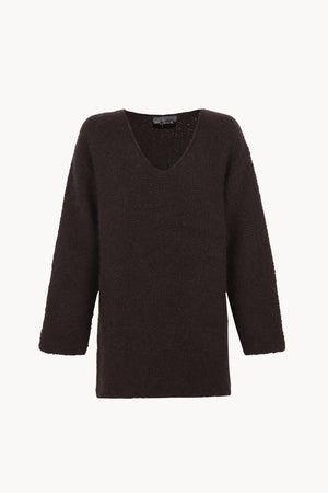 Yara, jersey de cachemir y seda marron burdeos