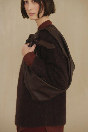 Jin L, dark brown leather belt bag