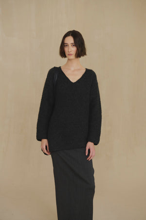 Yara, night blue cashmere and silk jumper