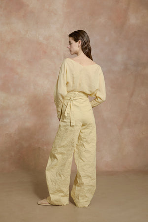 Limon, pantalon de talle alto amarillo claro