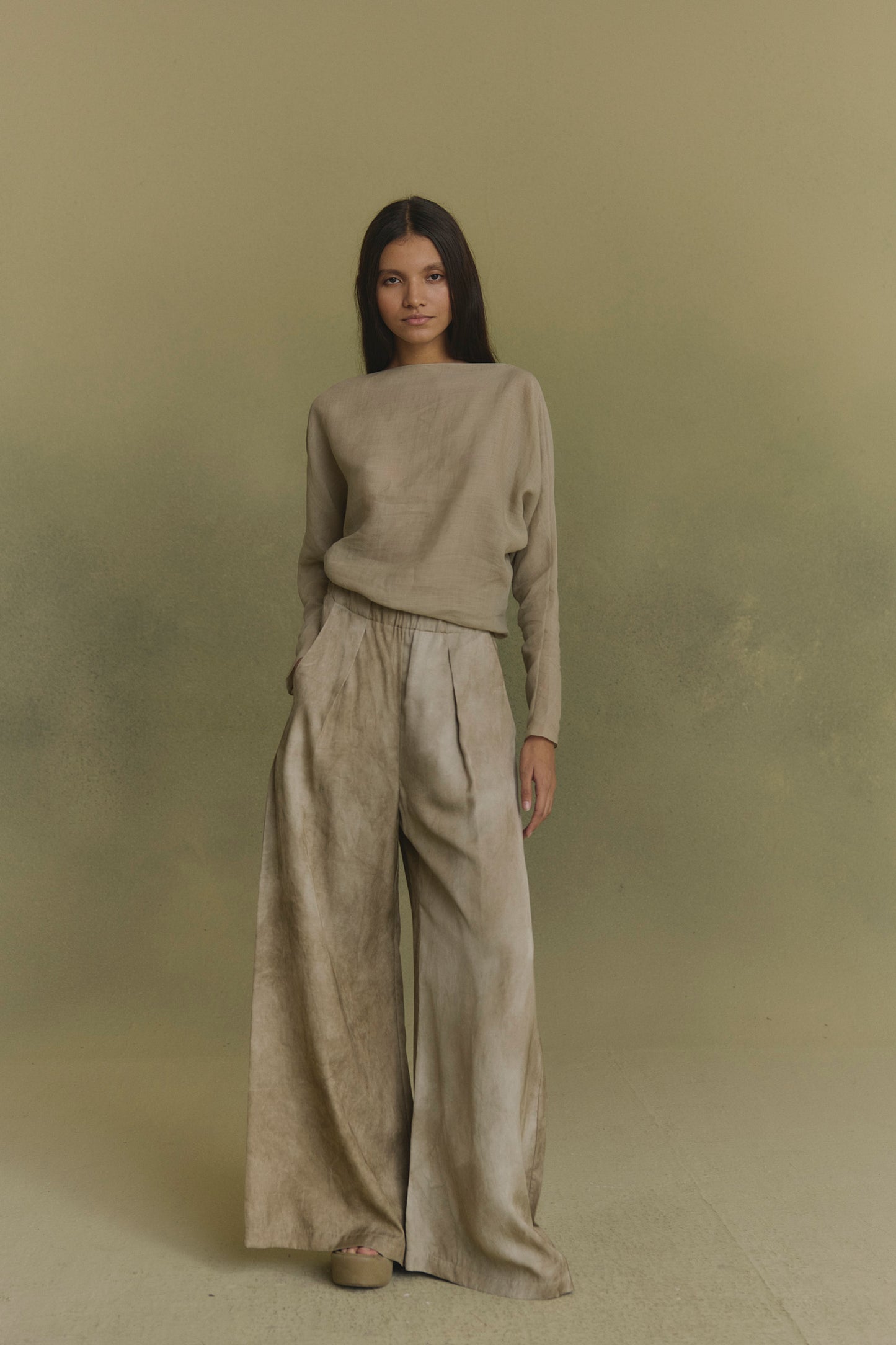 Yo, sage green ramie top