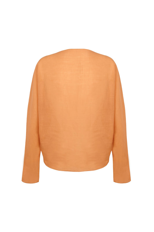 Yo, tangerine ramie top