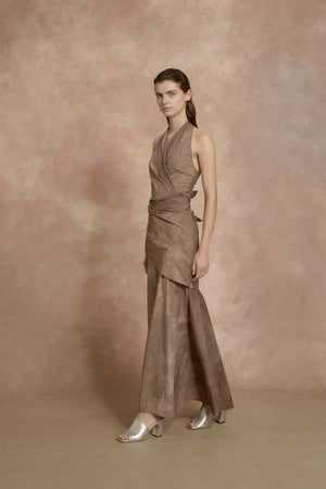 Yoko, fade cocoa halter dress