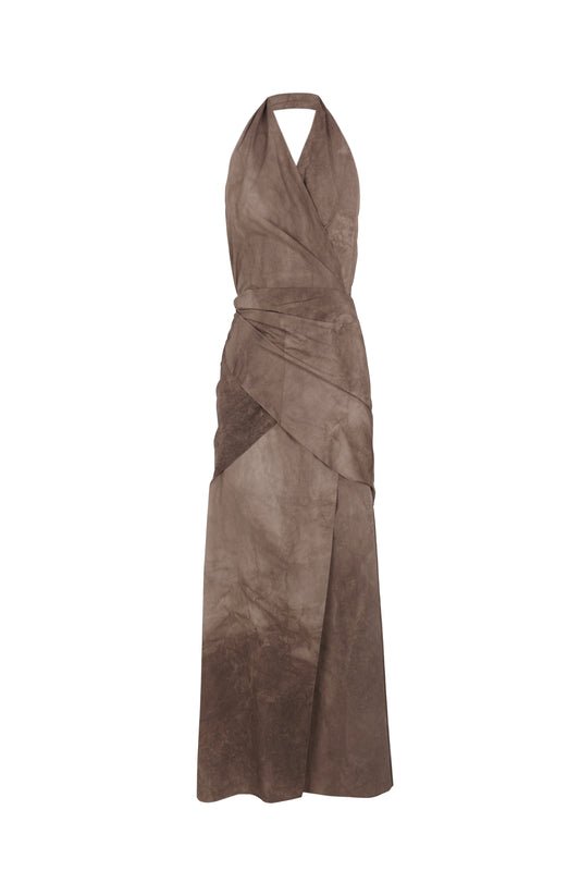 Yoko, fade cocoa halter dress