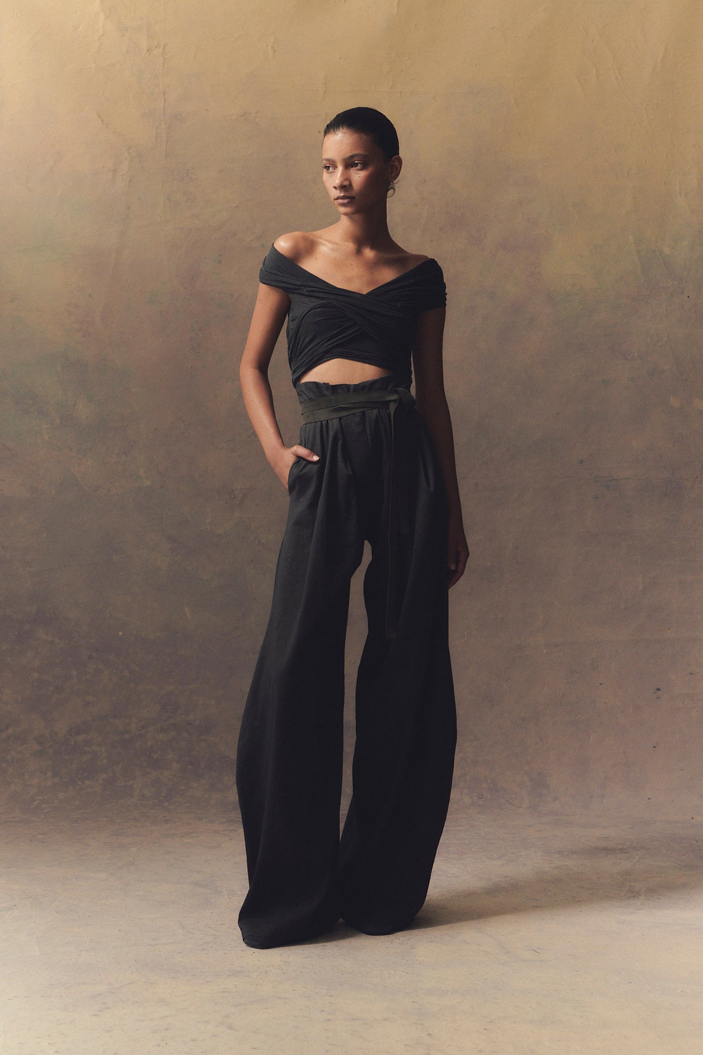 Zaida, graphite silk tulle crop top