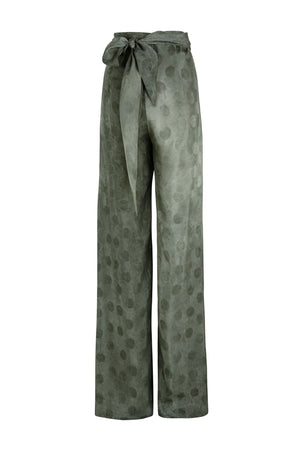 Barita, jacquard pants with jade polka dots