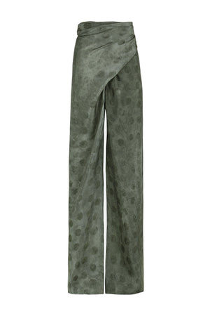 Barita, jacquard pants with jade polka dots
