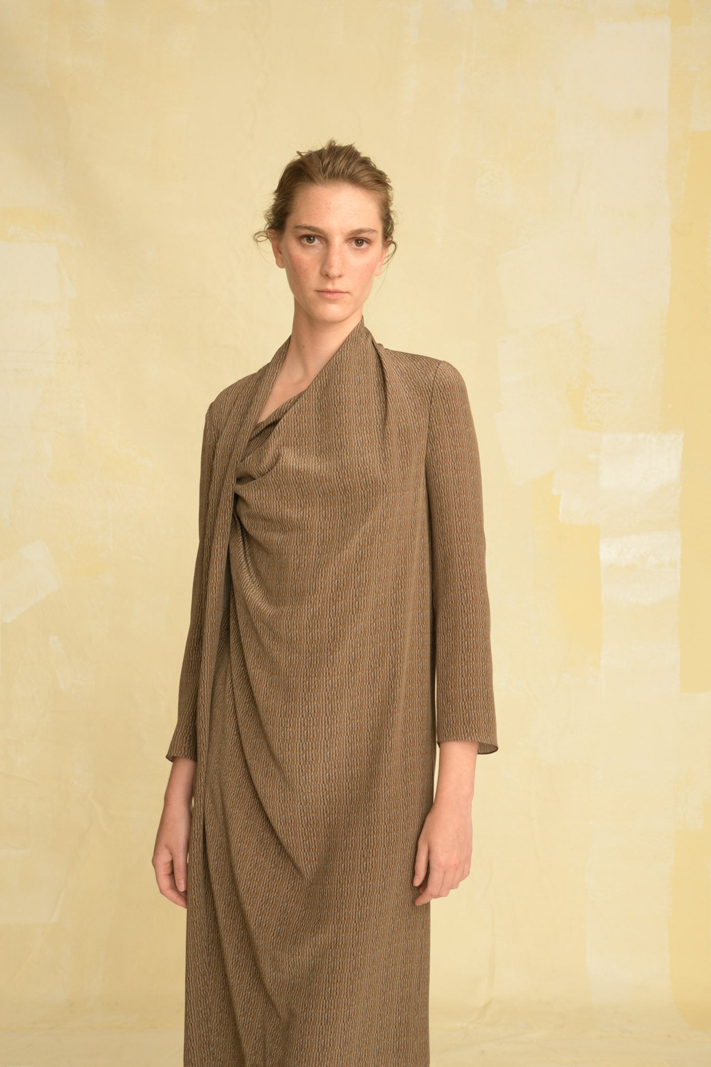 Bruna, midi dress in printed silk