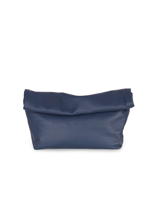 Delhi, large navy leather clutch