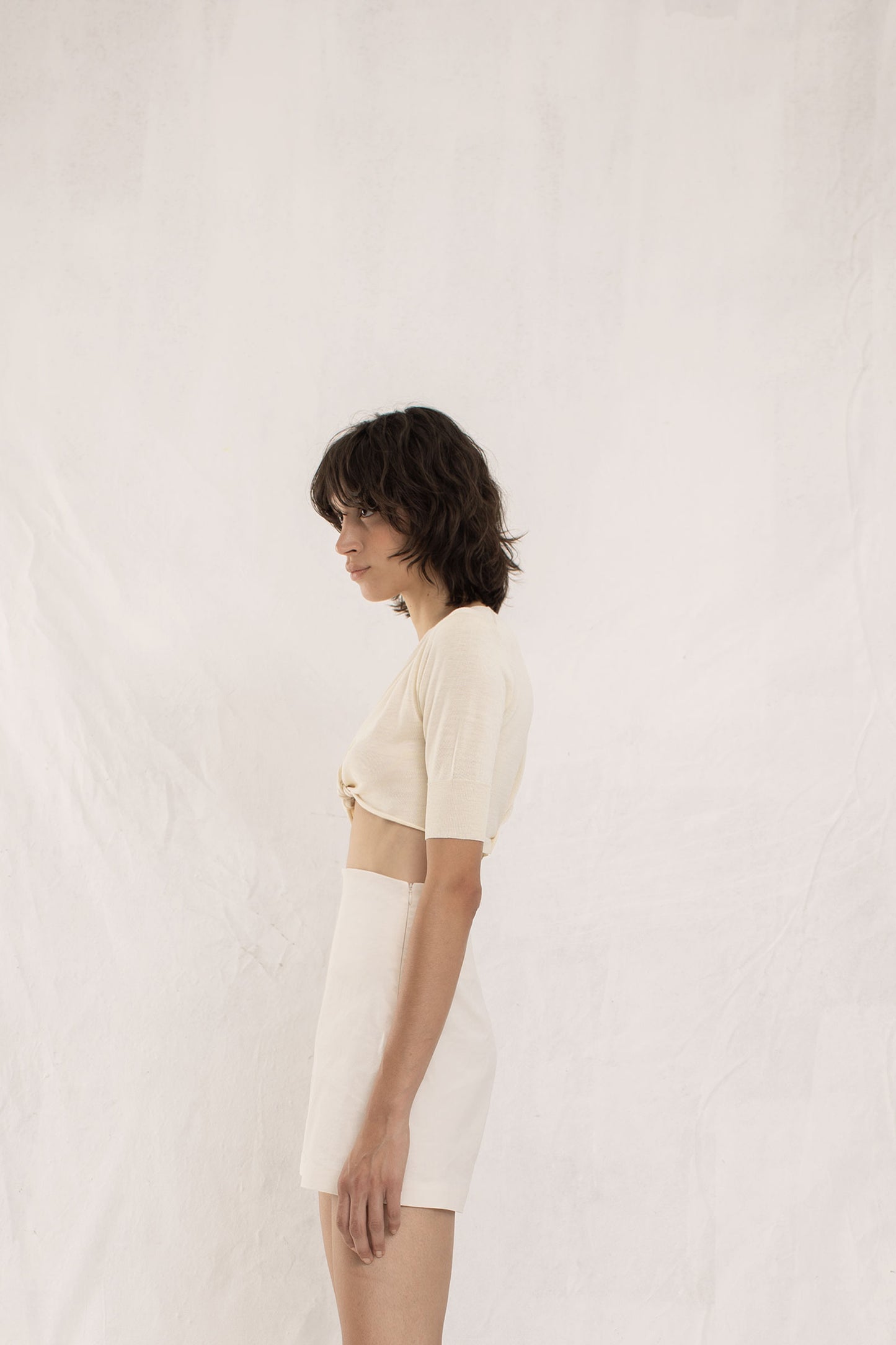 Dosha, ivory silk knitted top