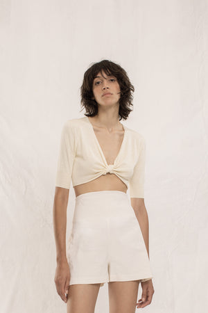 Dosha, ivory silk knitted top