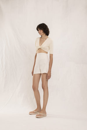 Dosha, ivory silk knitted top