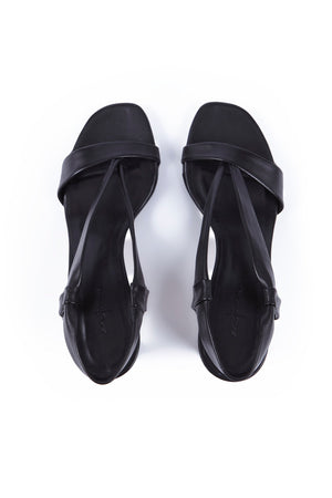 Fedra, black sandals in black leather