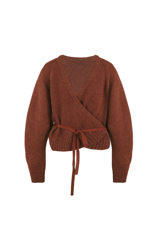 Gather, garnet merino wool and silk alpaca knitwear jacket