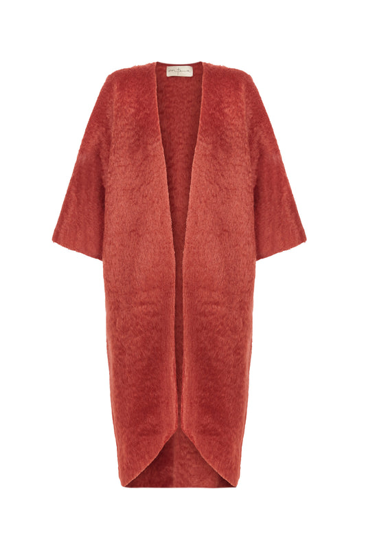 KUMA, ABRIGO OVERSIZE EN MOHAIR ROJO