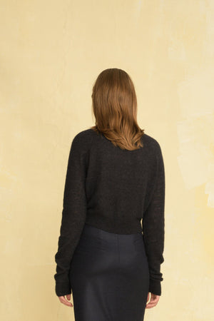Manlio, black sweater in alpaca, cashmere and silk
