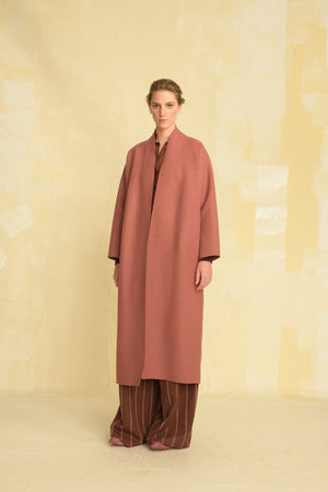 Marion, abrigo en lana y lino rosa