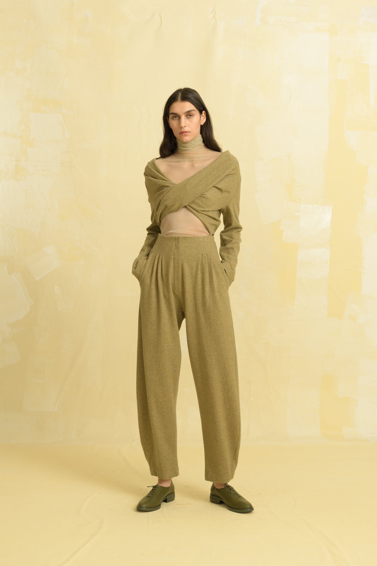 Melange, pants in virgin wool and cashmere
