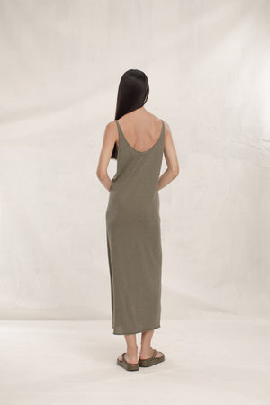 Mikela, olive knit dress