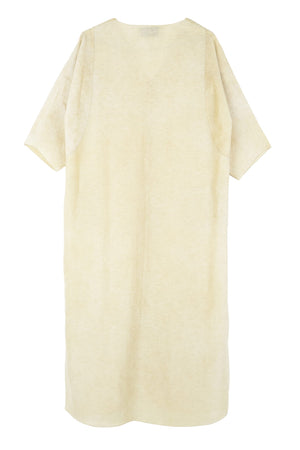 Paper, short dress in gold linen and silk