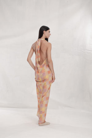 Picnic, dress in printed silk