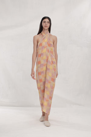 Picnic, dress in printed silk
