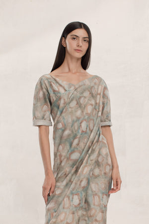 Pompeya, dress in printed silk
