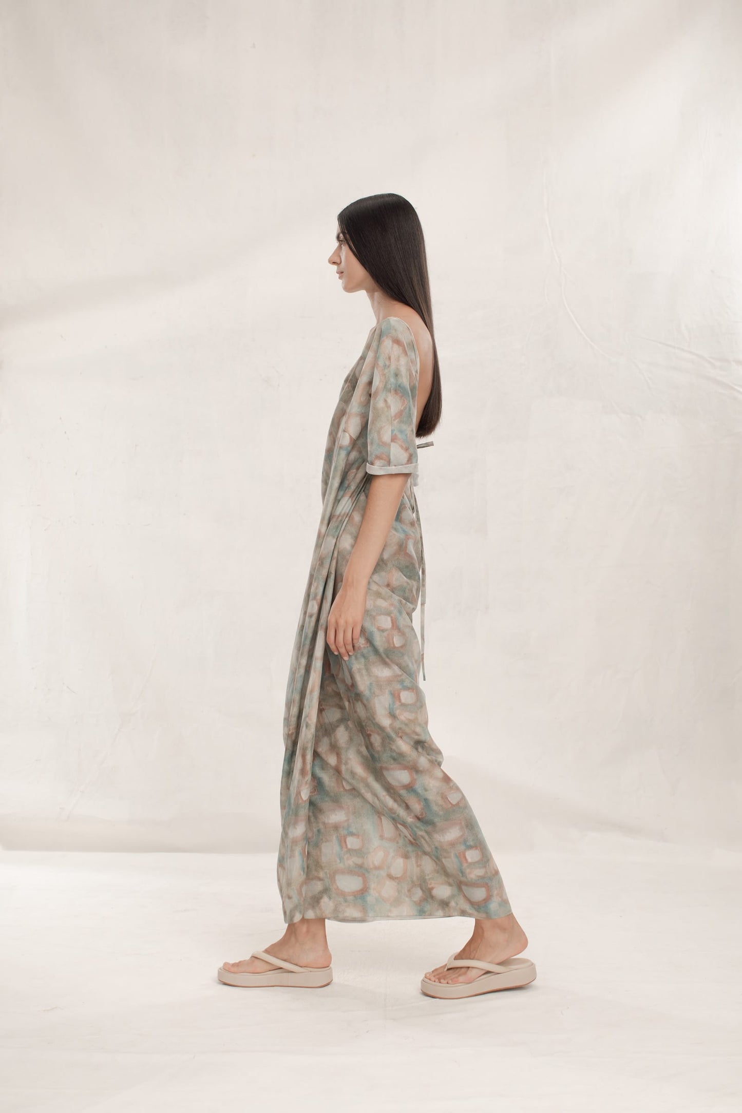 Pompeya, dress in printed silk