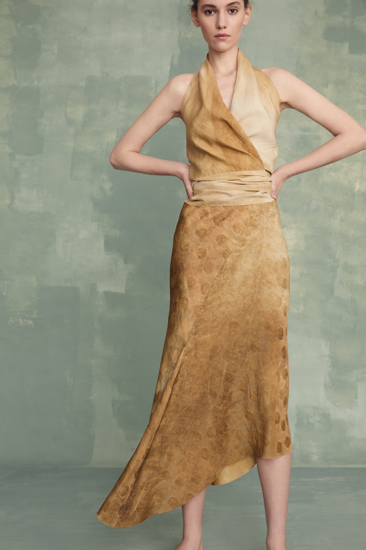 Barita, jacquard skirt with gold polka dots