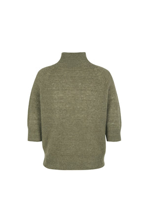 Silvana, olive alpaca, silk and cashmere sweater