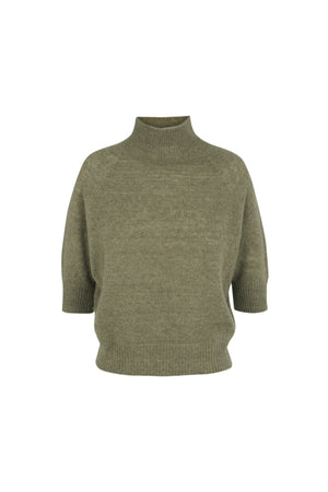 Silvana, olive alpaca, silk and cashmere sweater