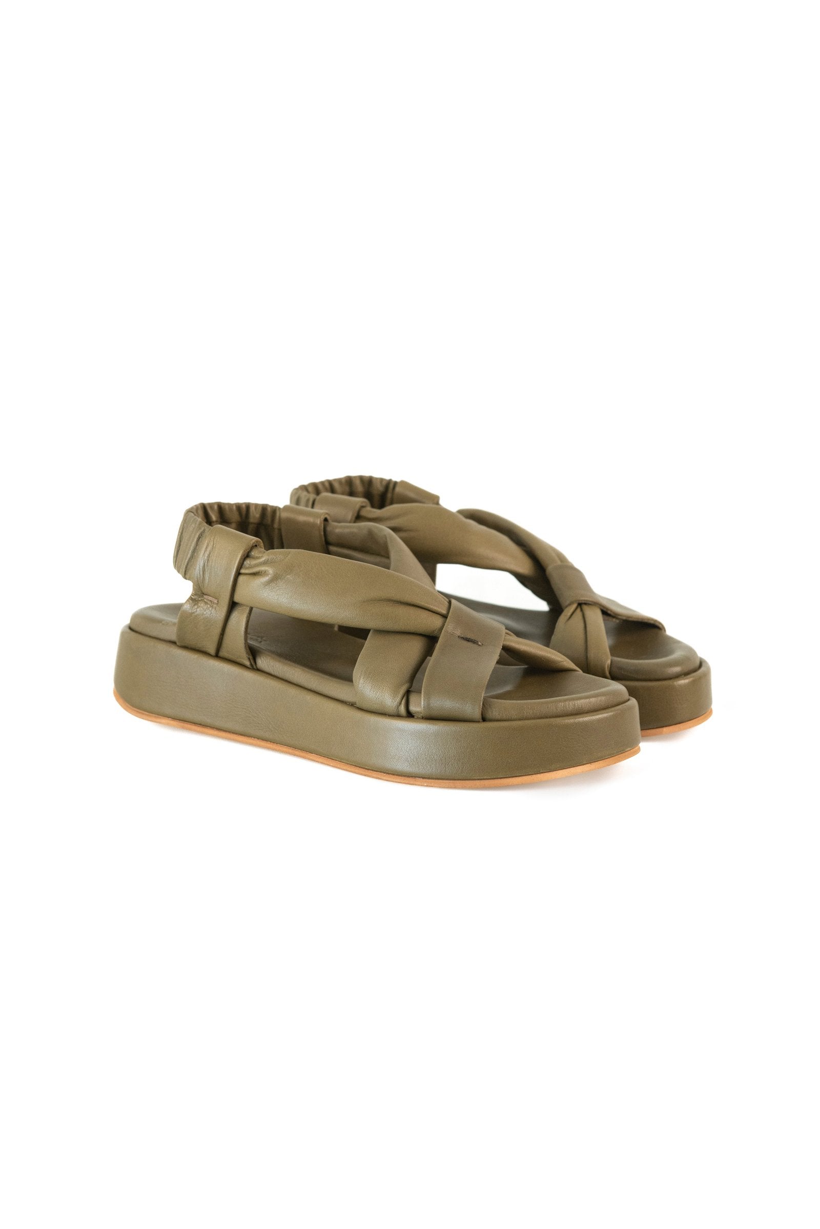 Becker burnished best sale leather platform sandal