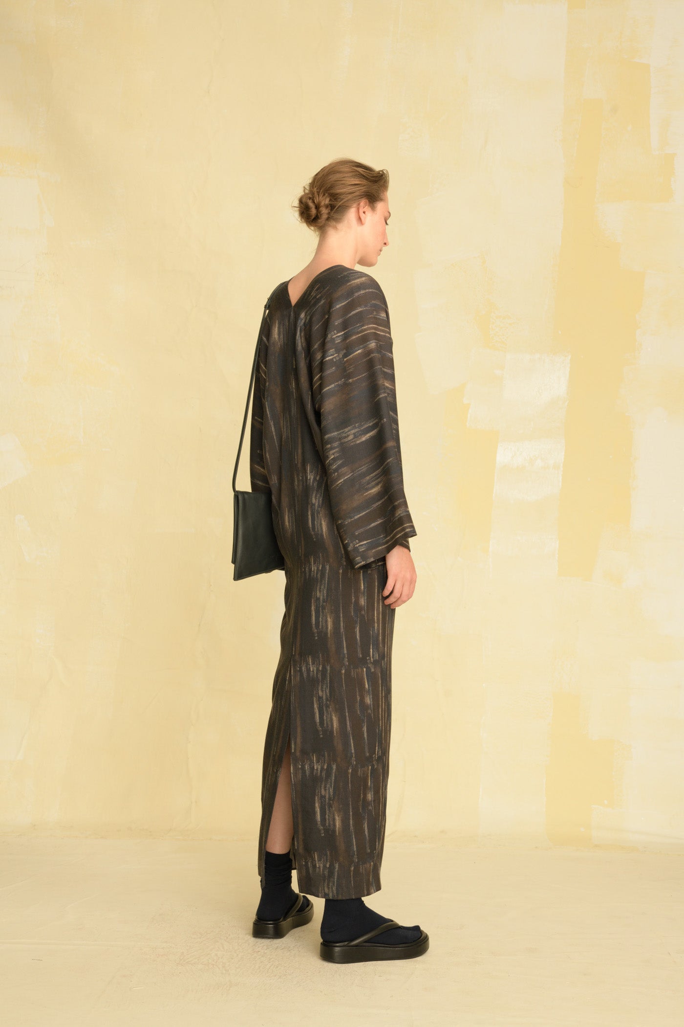 Thais, printed dress in wool and silk