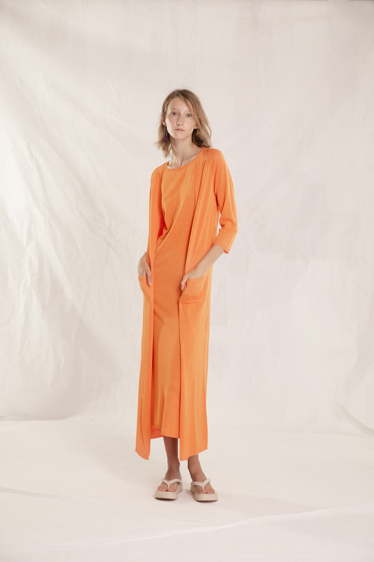 Tulsi, mandarin silk knit dress
