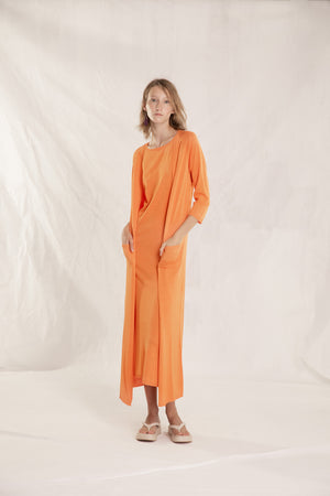 Tulsi, mandarin silk knit dress