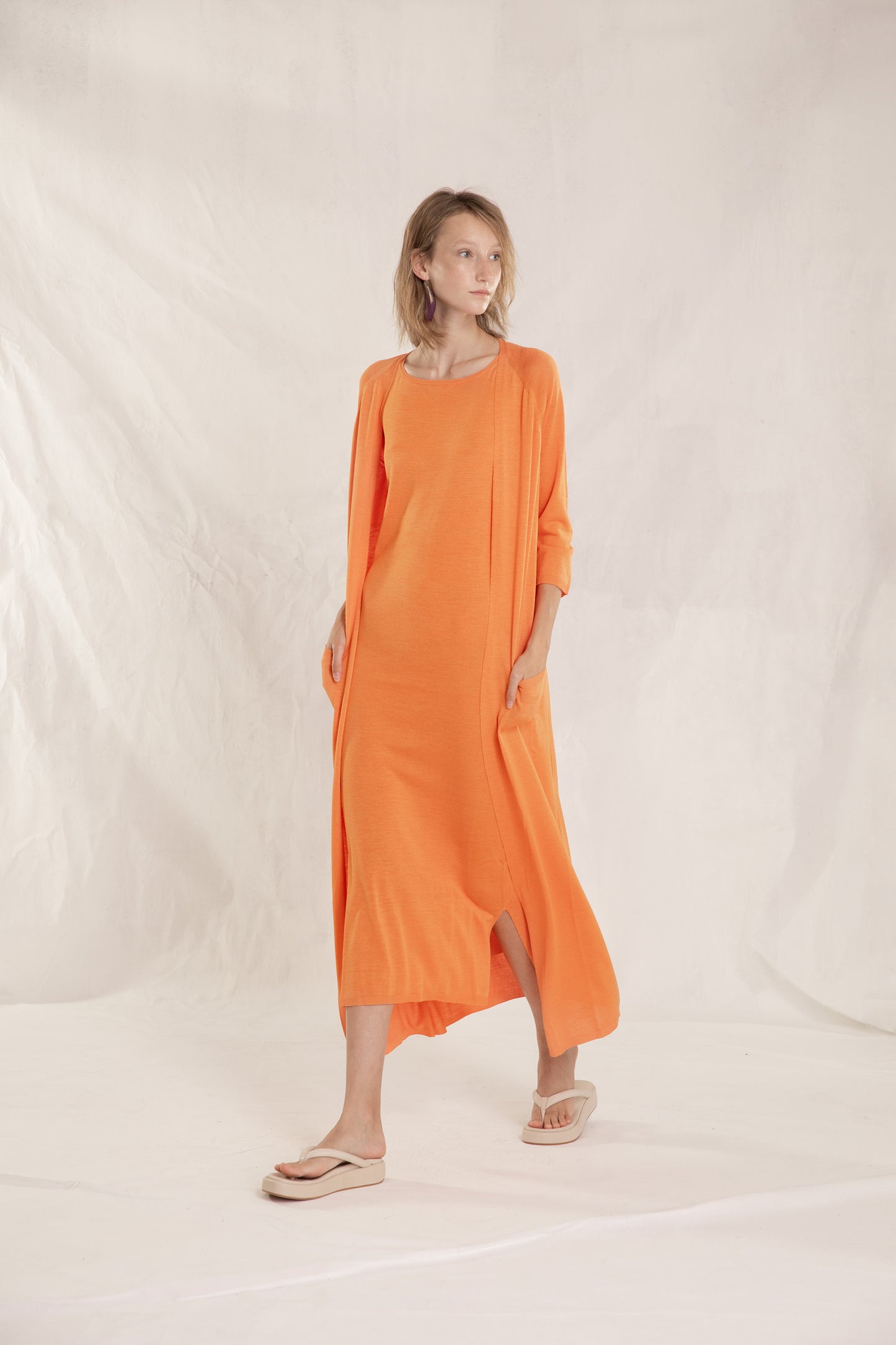 Tulsi, mandarin silk knit dress